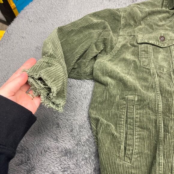 Zara Frayed Green Corduroy Jacket Size Large - Picture 4 of 7